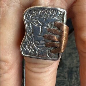 Cindy Bolin hand made, signed, Sterling Silver and Copper Ring